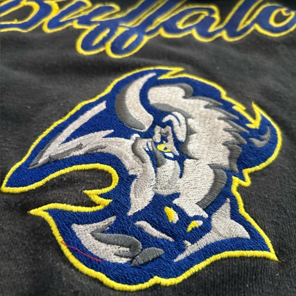 🔥 Buffalo Sabres Goathead Embroidered Hoodie Sweatshirt Large Gray washed look - Picture 6 of 6